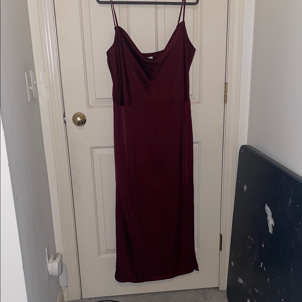 Burgundy Cowl Neck Maxi Dress